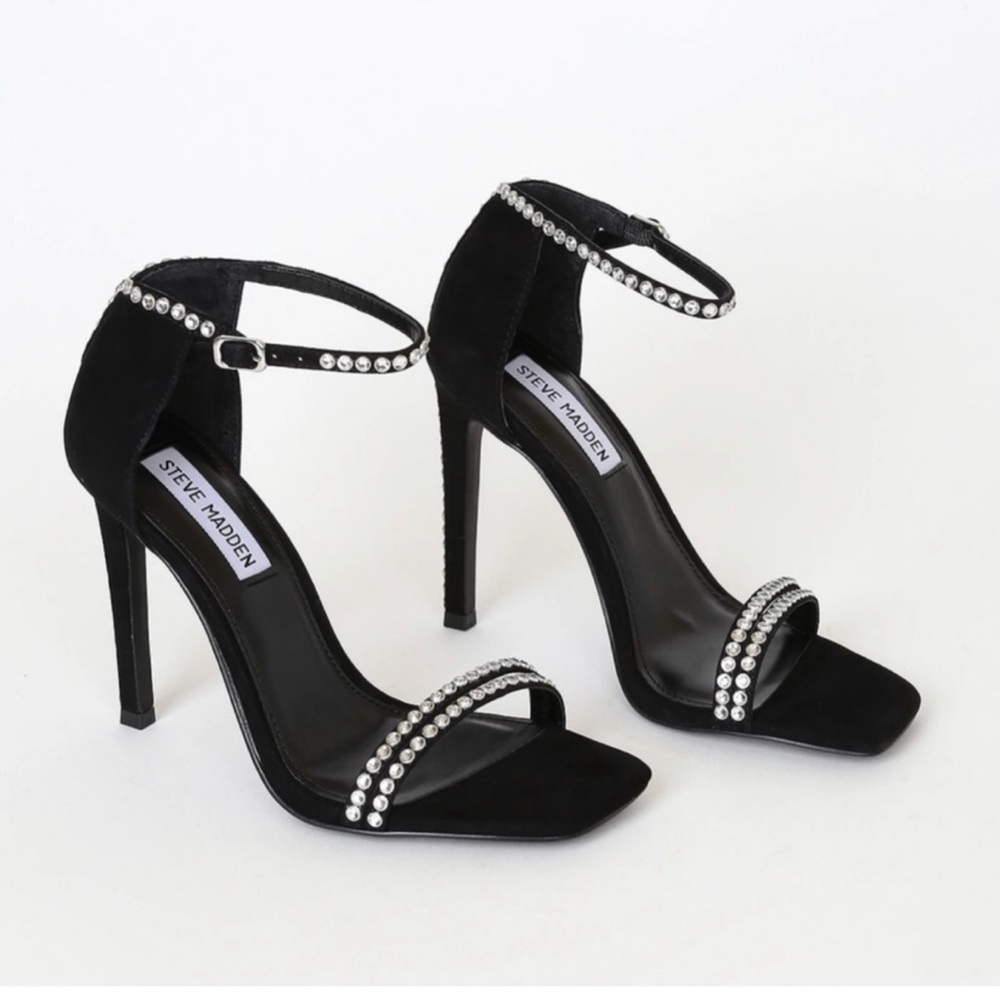Steve Madden Black Rhinestone Heels